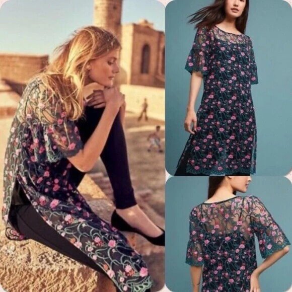 Anthropologie Moulinette Soeurs Embroidered Sheer Tunic Camisole Size M